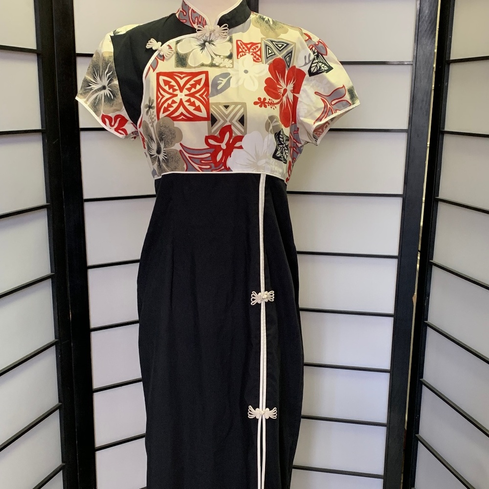 Vintage Maxi Dress Chinese Cheongsam Hawaii Muumuu